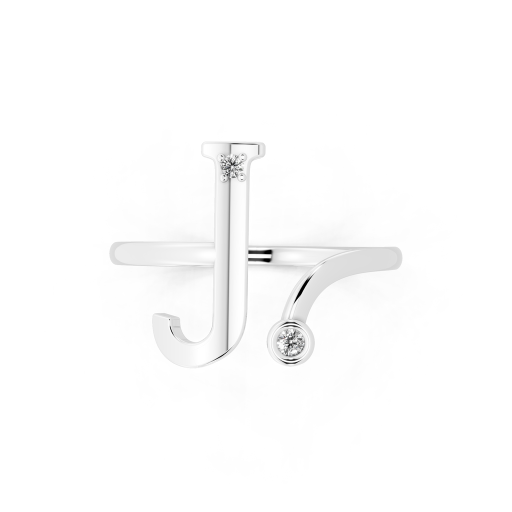 Modern Abstract Open Bypass Ring with Dual Round Stone Accents