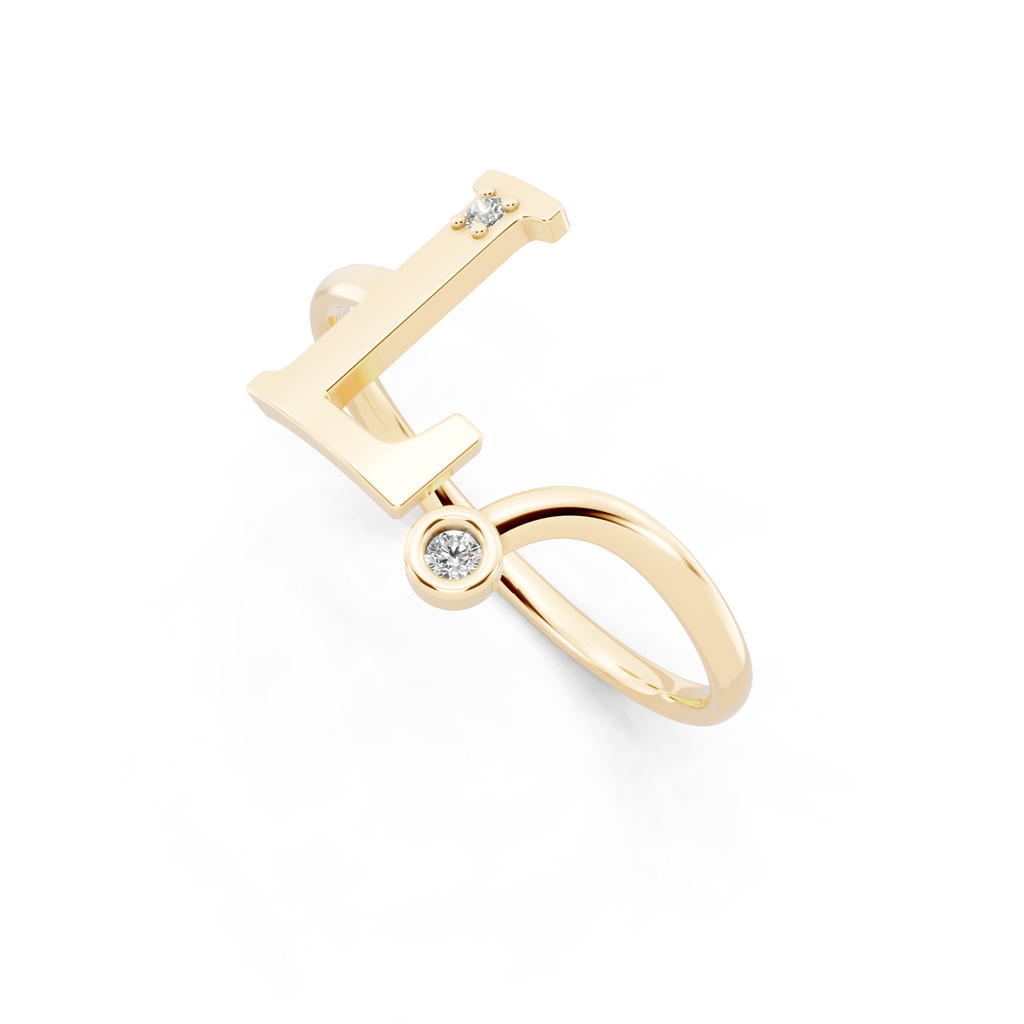Simple 'L' Letter Lab Created Diamond Anniversary Ring for Wifey