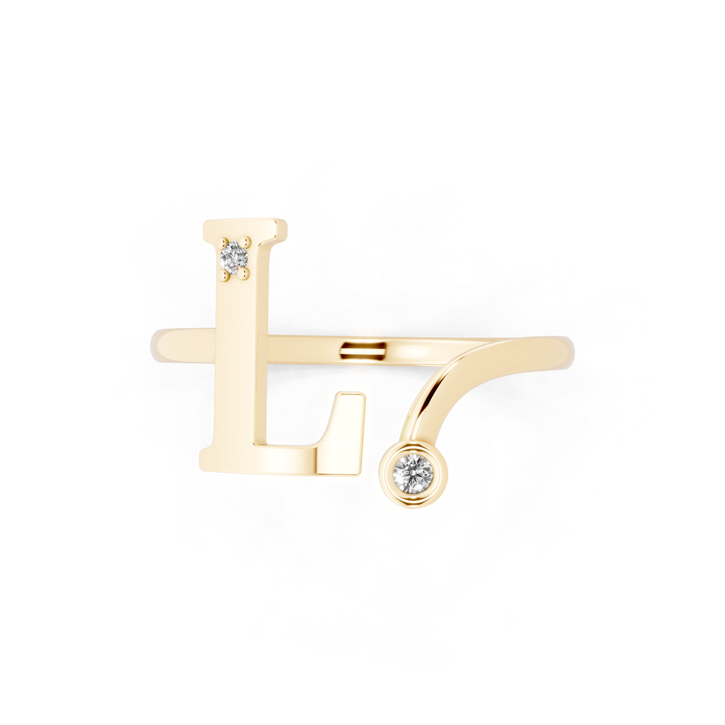 Simple 'L' Letter Lab Created Diamond Anniversary Ring for Wifey