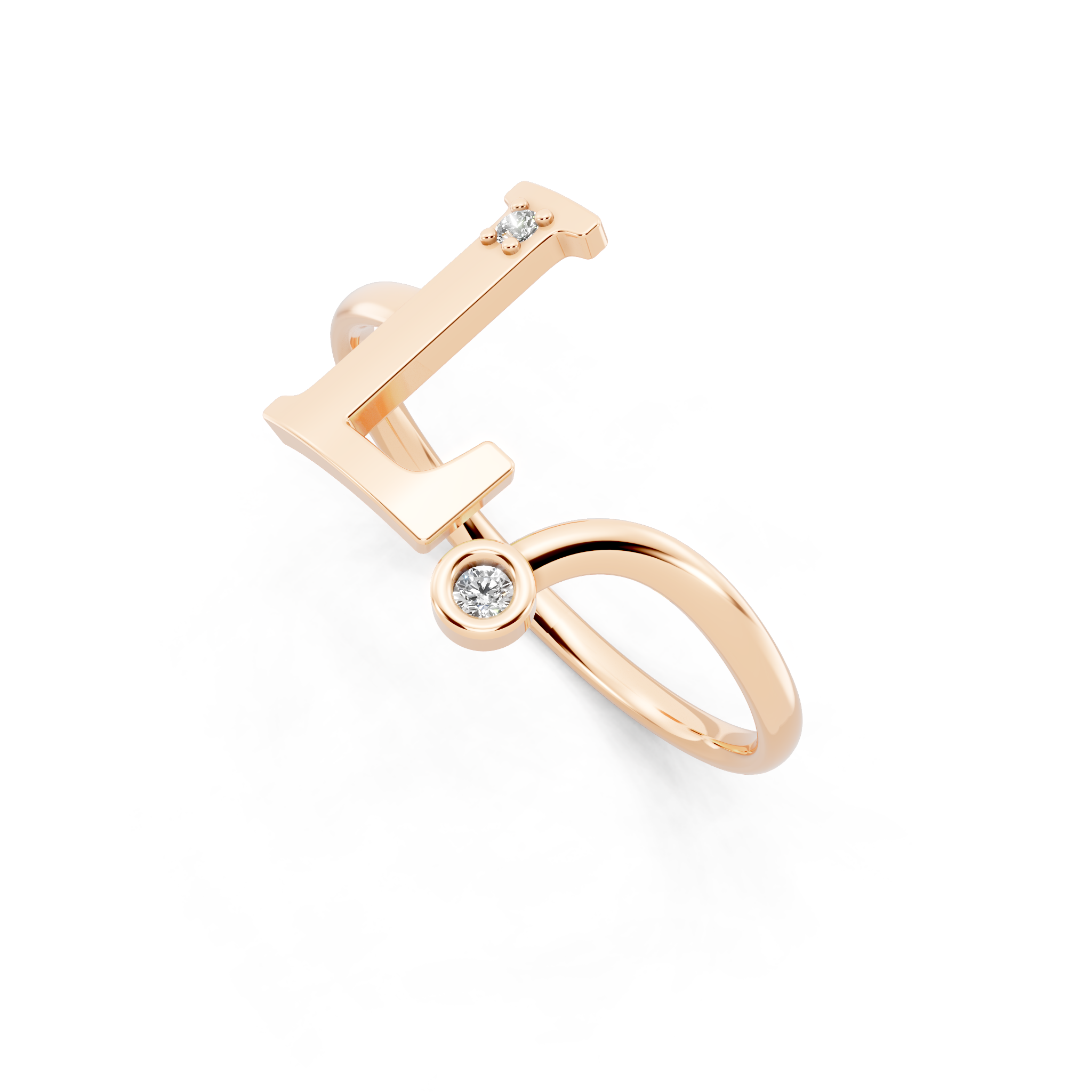 Simple 'L' Letter Lab Created Diamond Anniversary Ring for Wifey