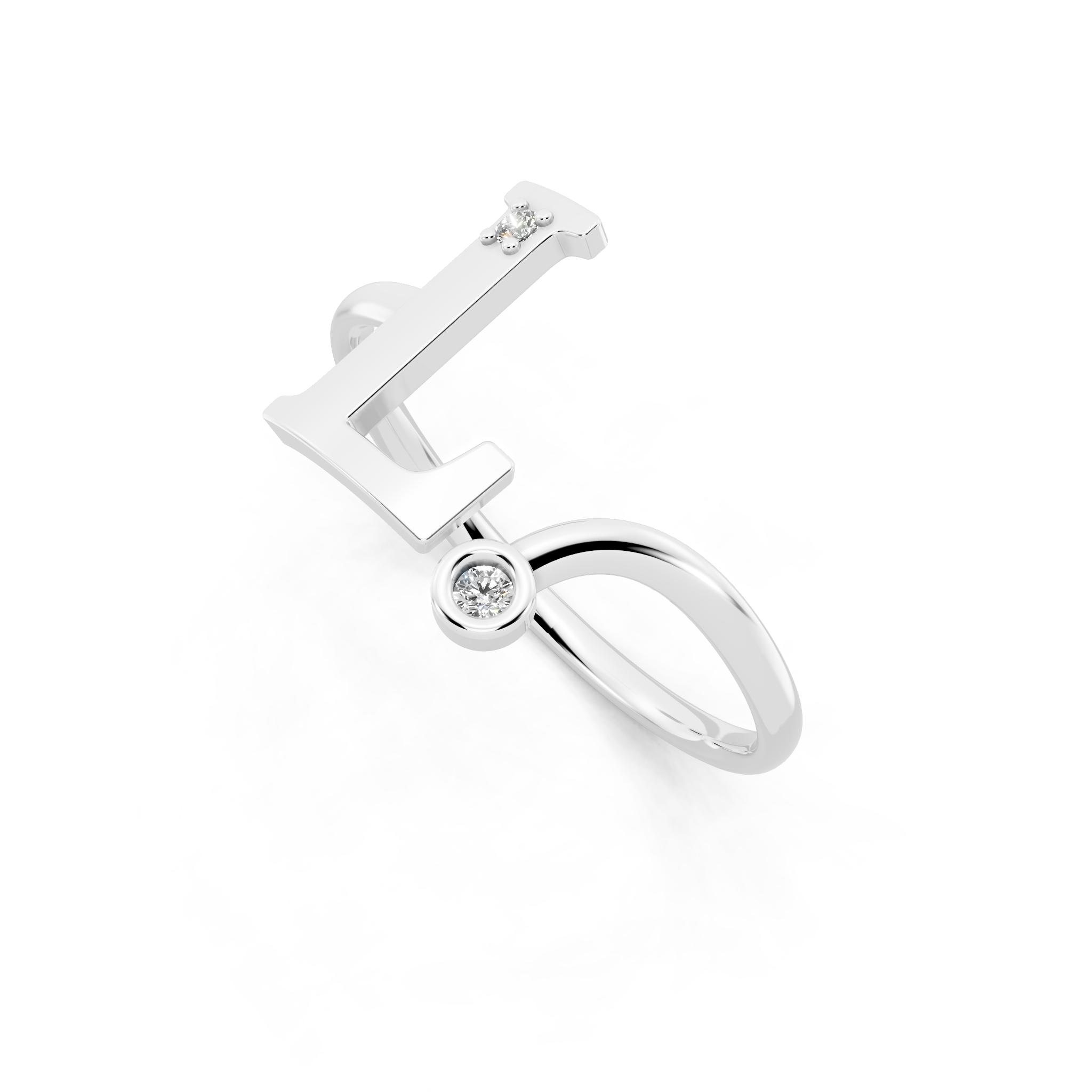 Simple 'L' Letter Lab Created Diamond Anniversary Ring for Wifey