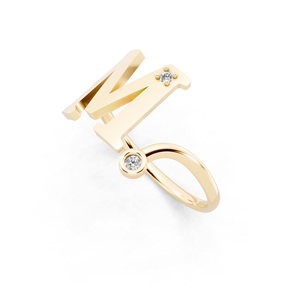 Elegant M Initial Ring with Brilliant Lab Created Stone Accents