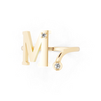 Elegant M Initial Ring with Brilliant Lab Created Stone Accents
