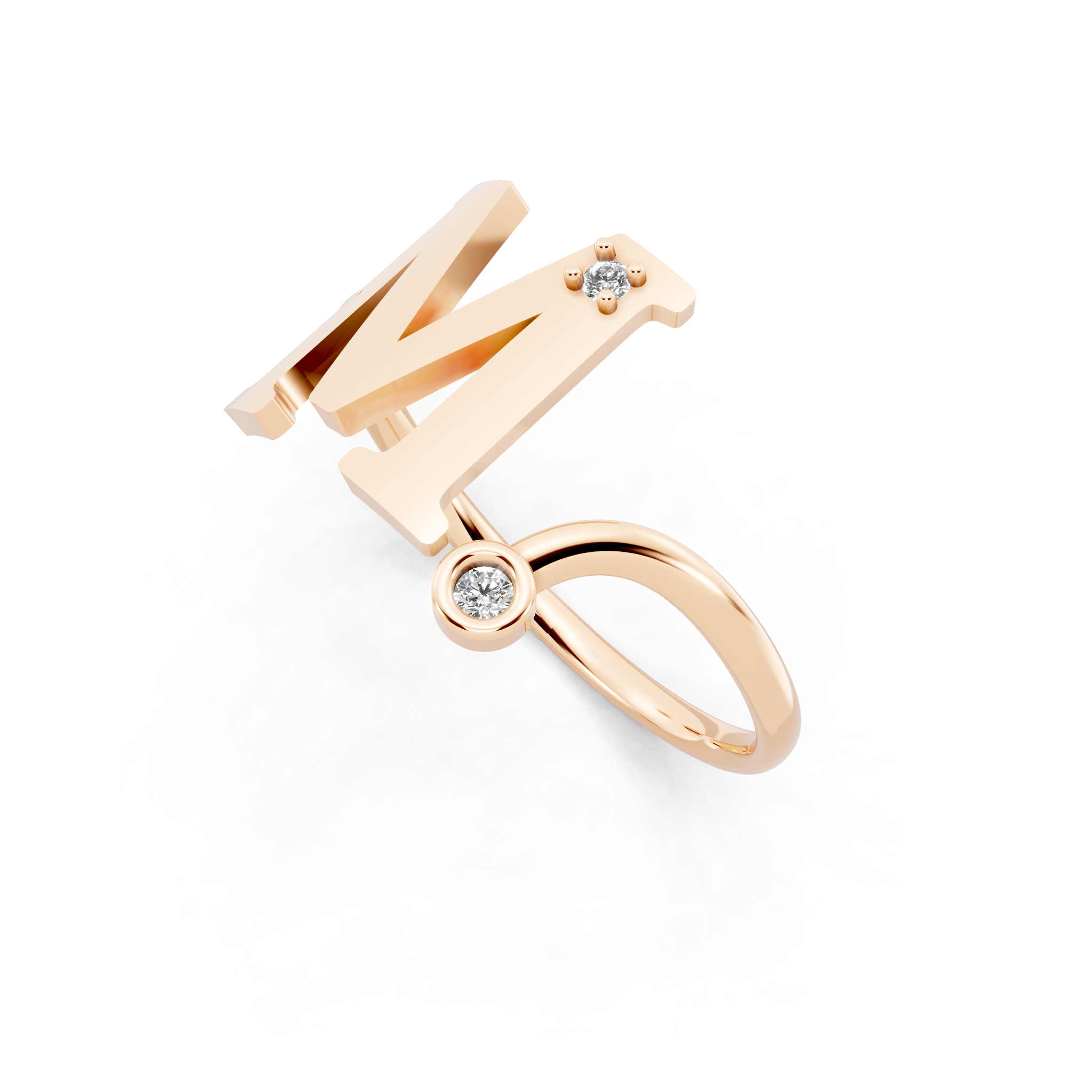 Elegant M Initial Ring with Brilliant Lab Created Stone Accents