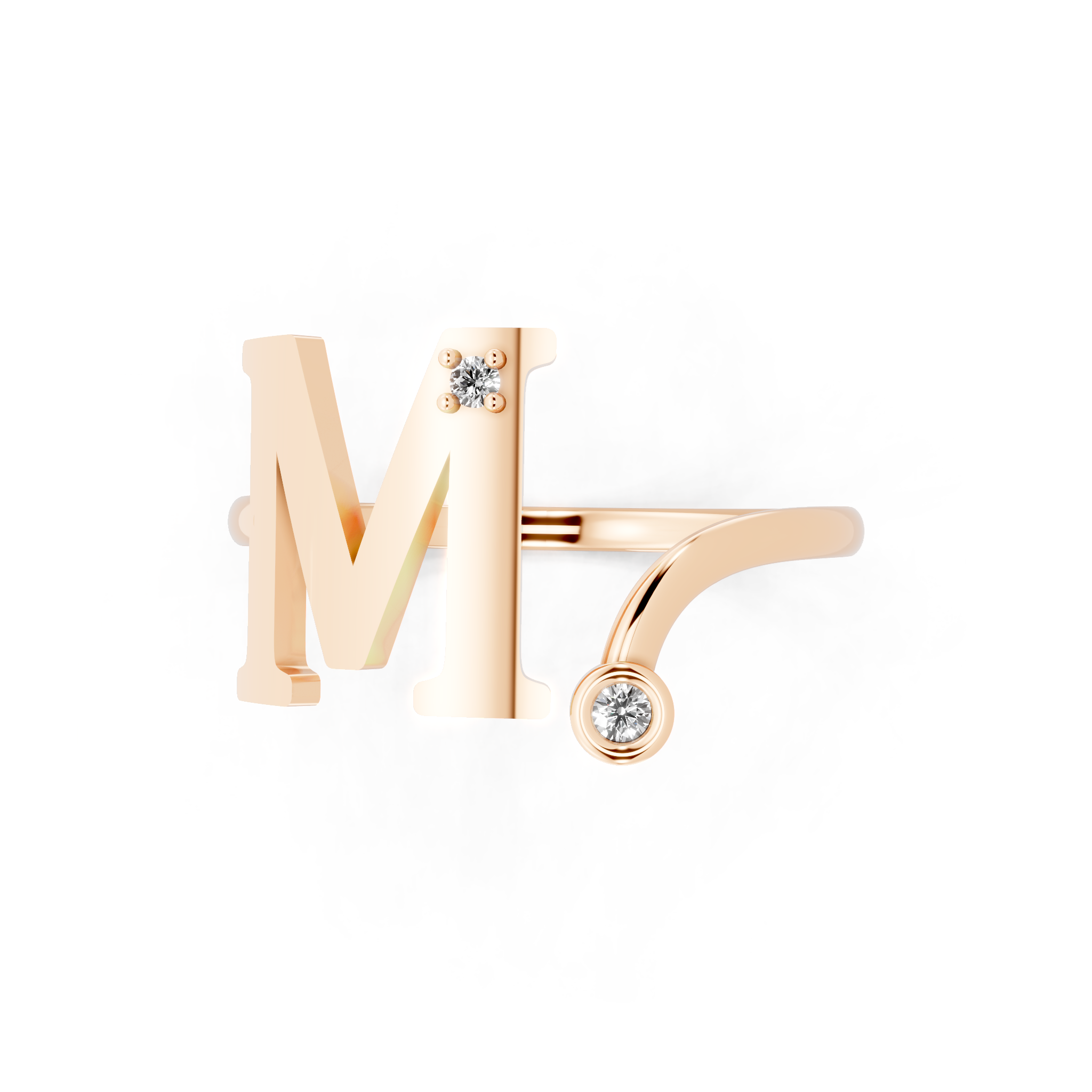 Elegant M Initial Ring with Brilliant Lab Created Stone Accents