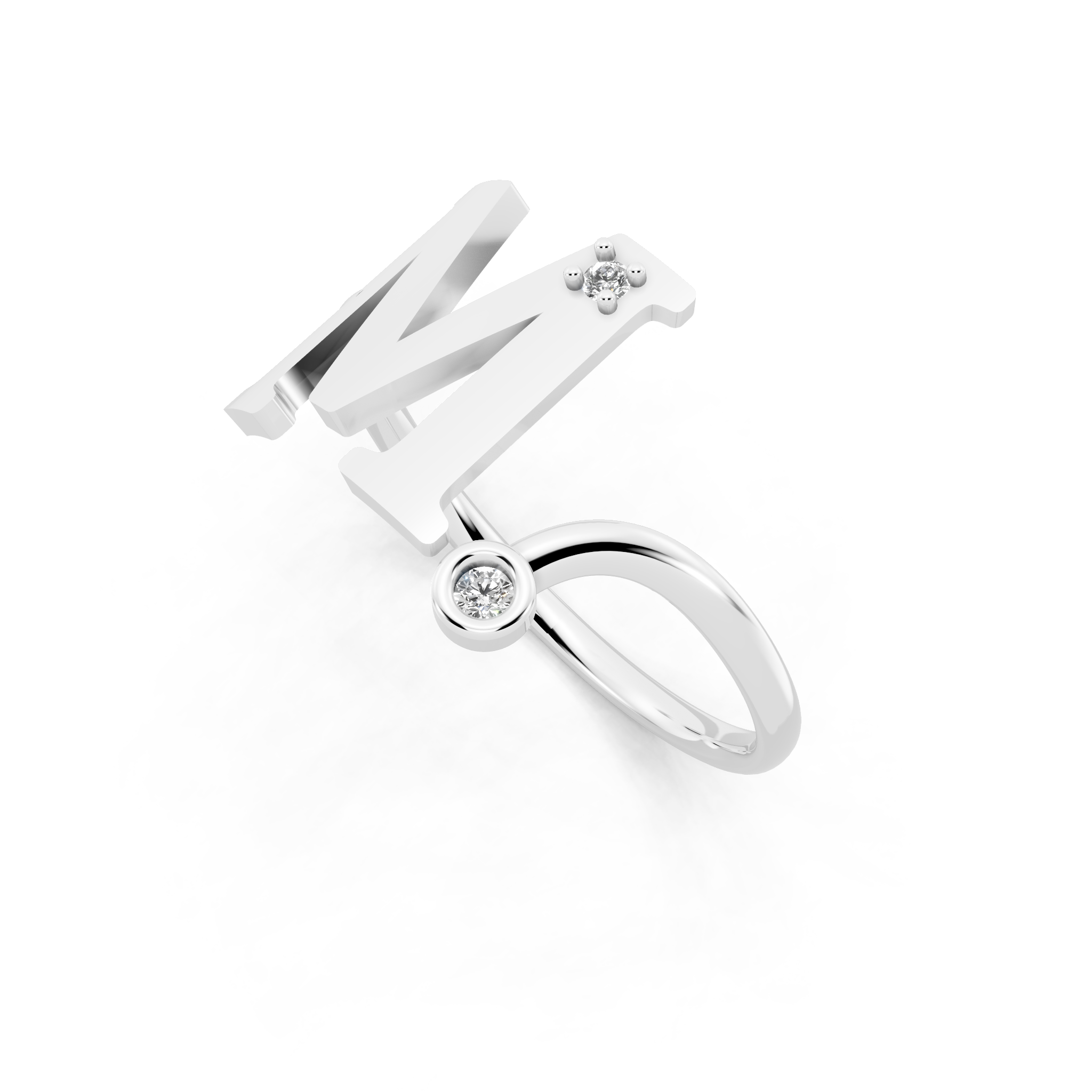 Elegant M Initial Ring with Brilliant Lab Created Stone Accents