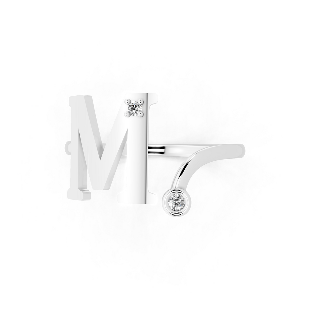 Elegant M Initial Ring with Brilliant Lab Created Stone Accents