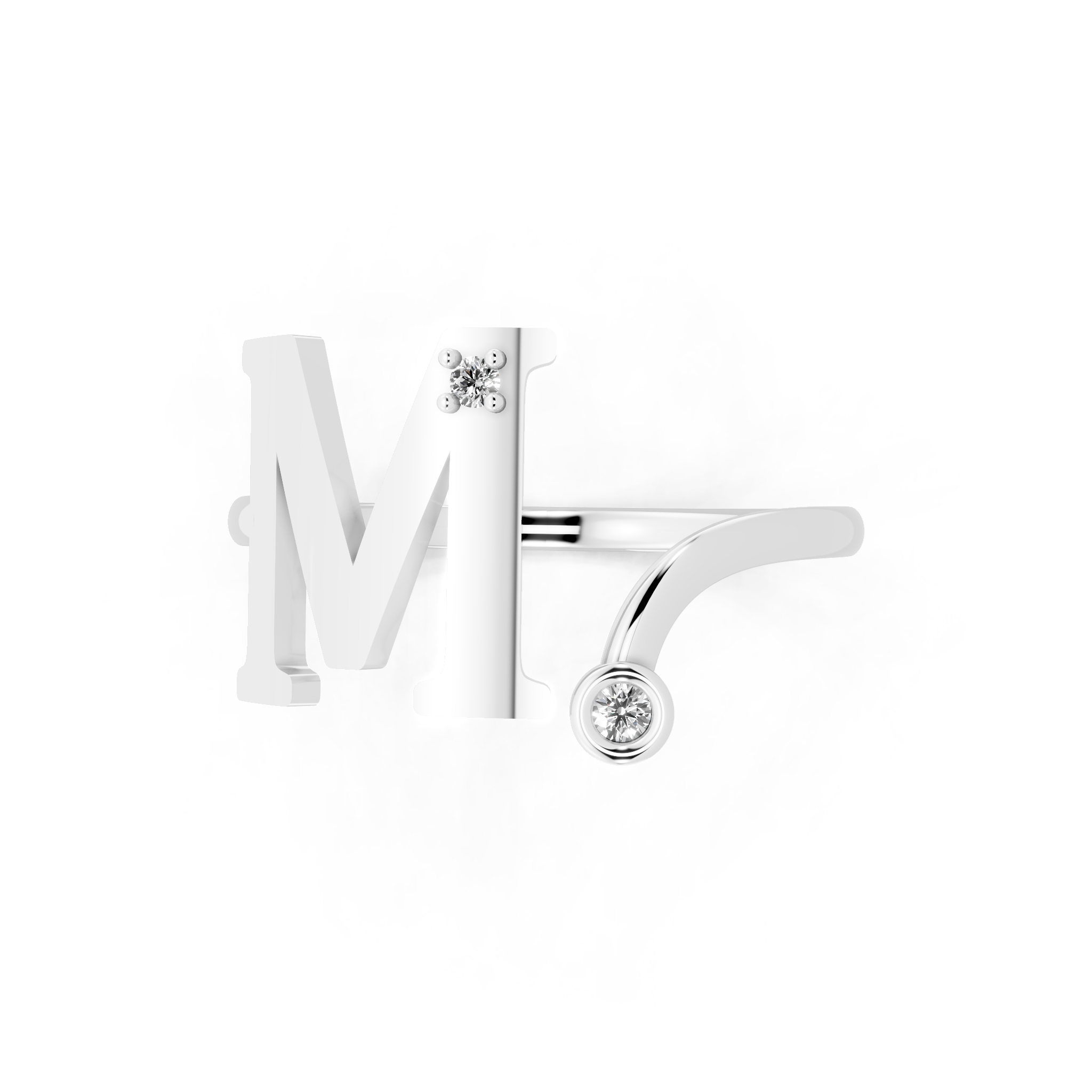 Elegant M Initial Ring with Brilliant Lab Created Stone Accents