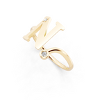 Initial N Open Ring with Lab Grown Round Brilliant Diamond