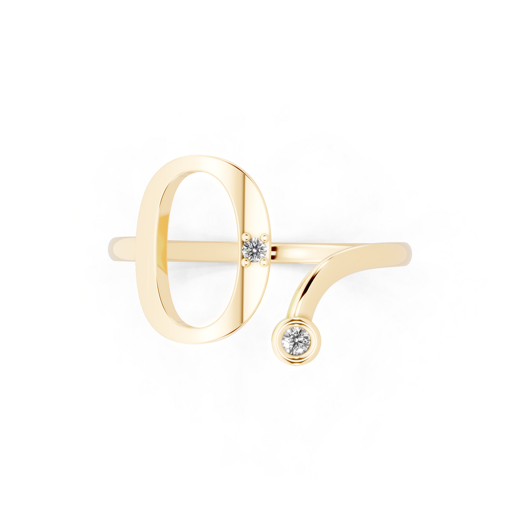 Luxury Letter O Ring with Lab Grown White Stone Accents