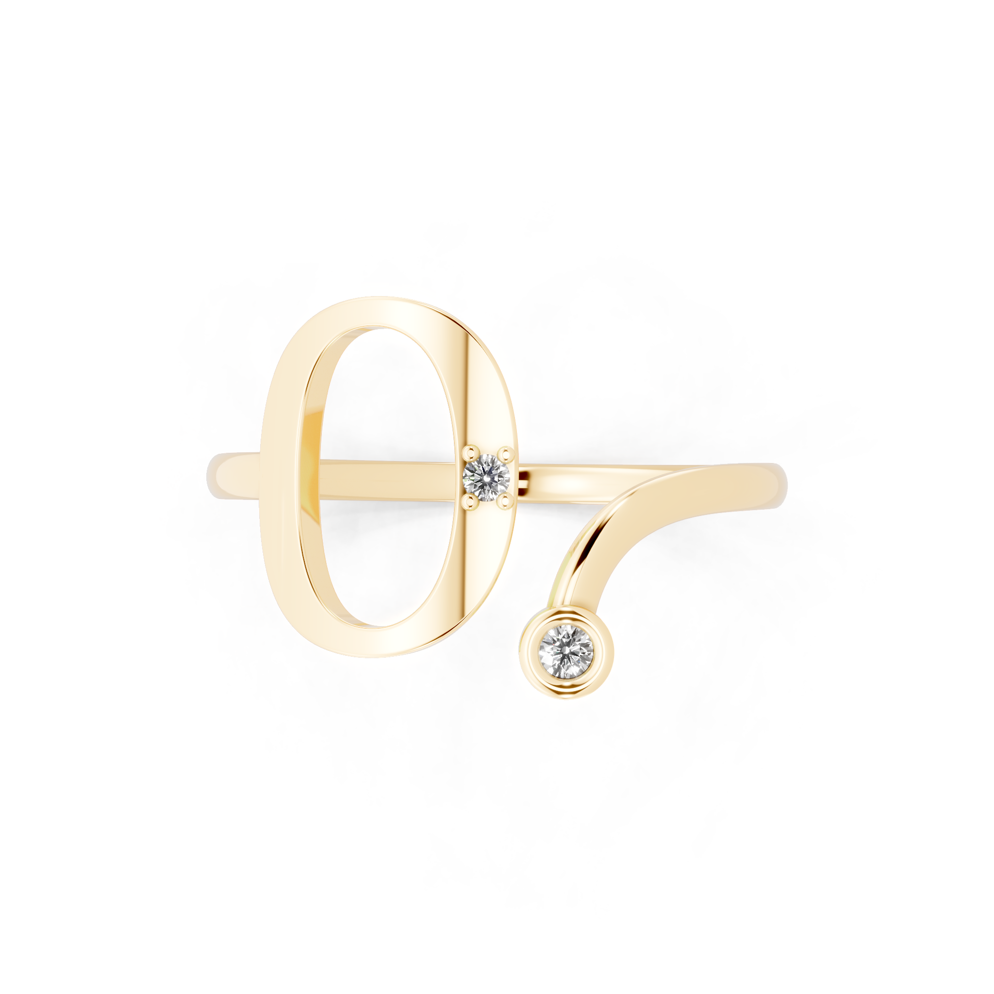 Luxury Letter O Ring with Lab Grown White Stone Accents