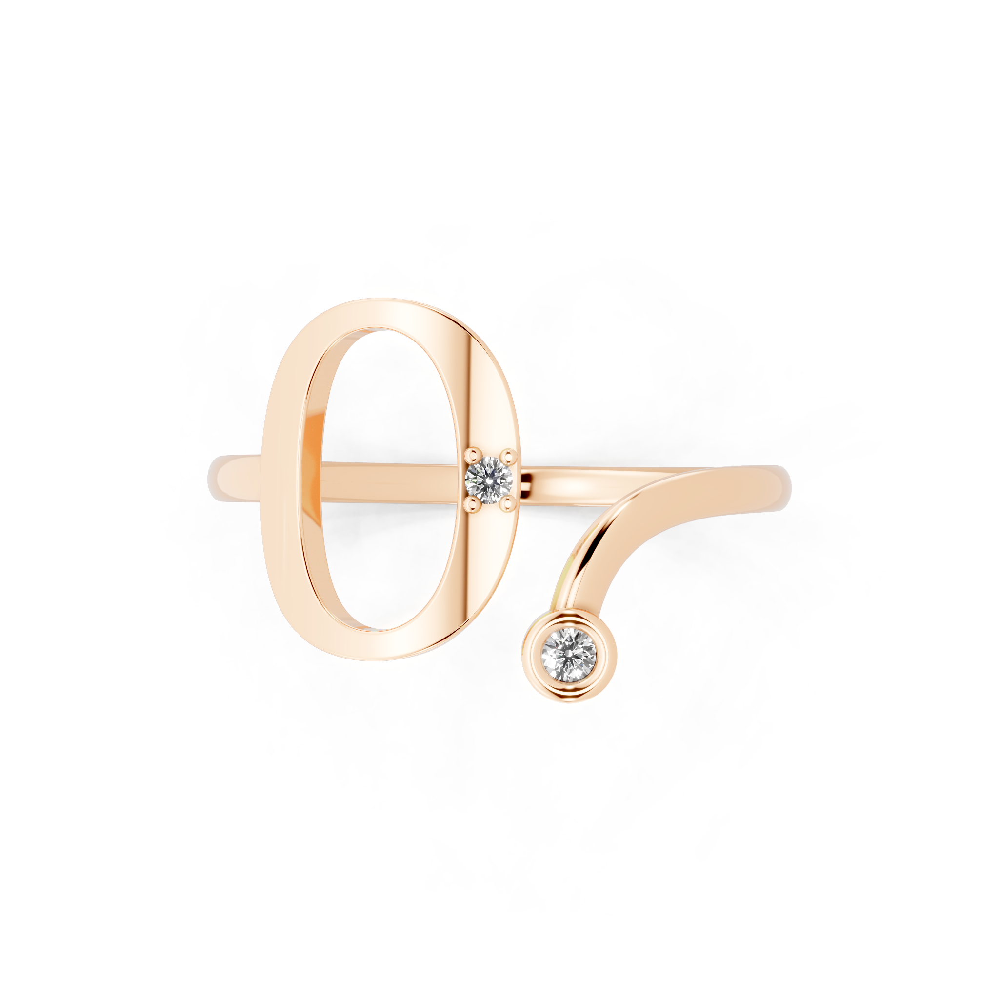 Luxury Letter O Ring with Lab Grown White Stone Accents