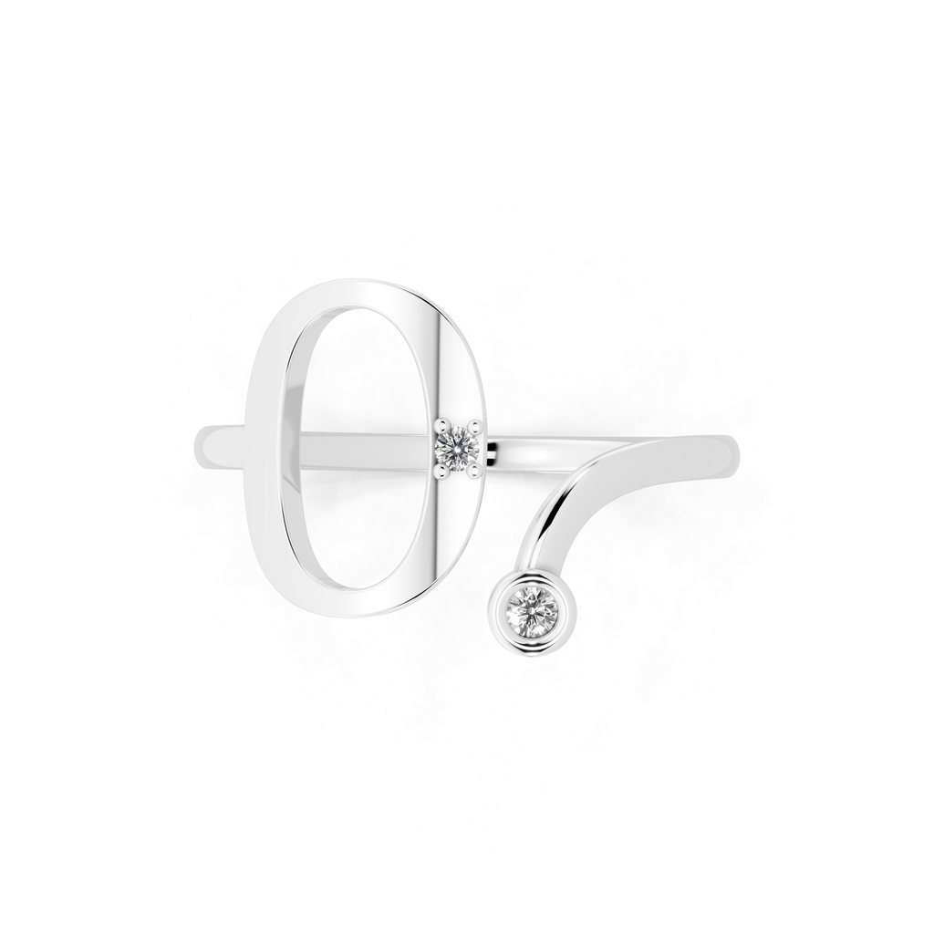 Luxury Letter O Ring with Lab Grown White Stone Accents