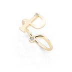 Modern Open Letter Ring in Yellow, White, Rose Gold with Sparkling Accent Stones