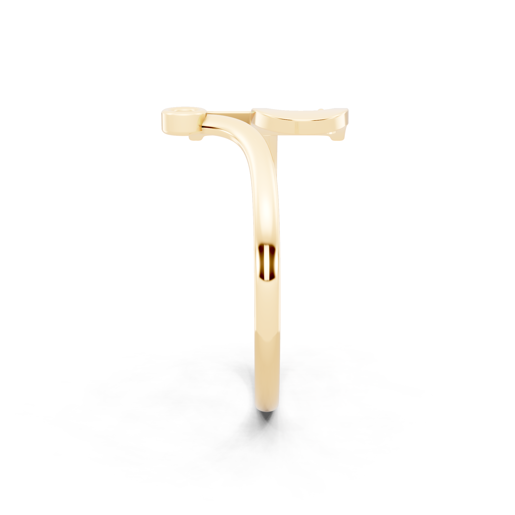 Modern Open Letter Ring in Yellow, White, Rose Gold with Sparkling Accent Stones