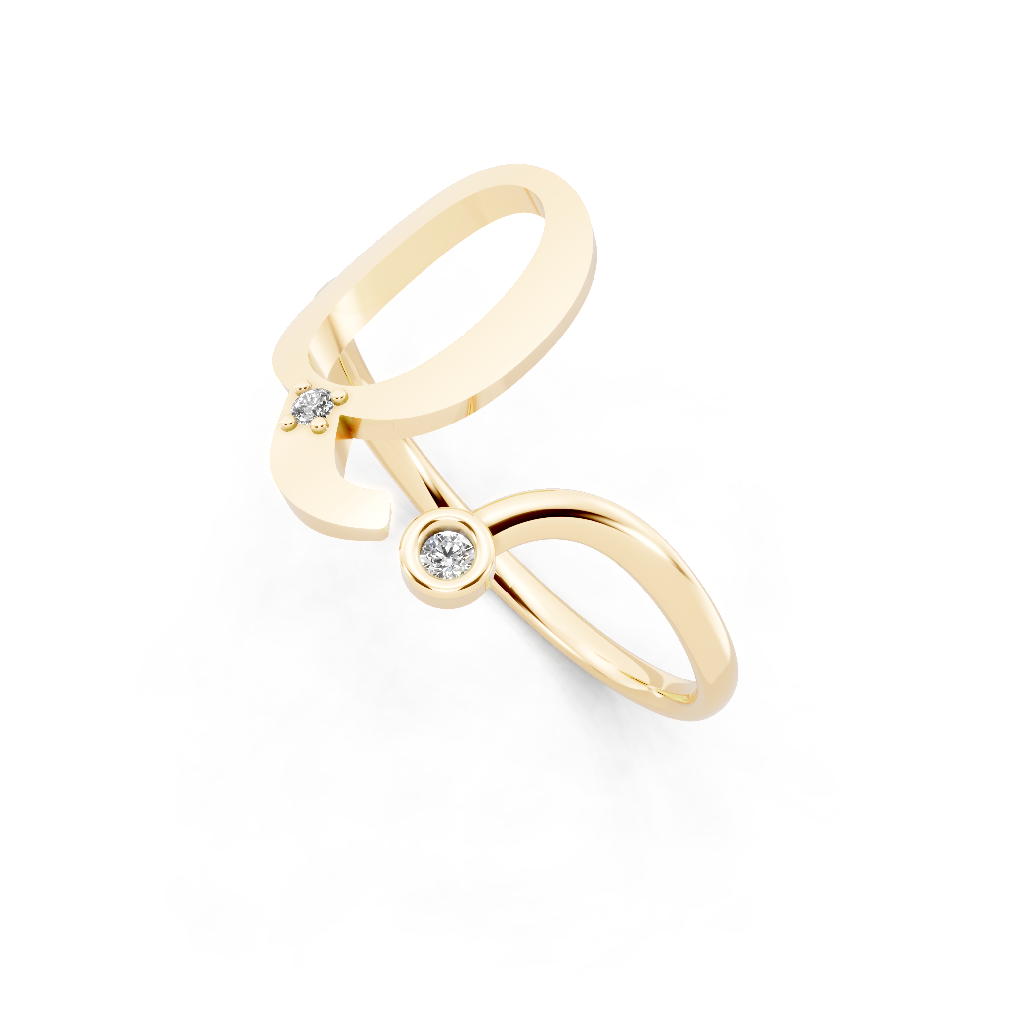 Elegant Contemporary Open Lab Created Diamond Ring with Bezel and Prong Accent Stones