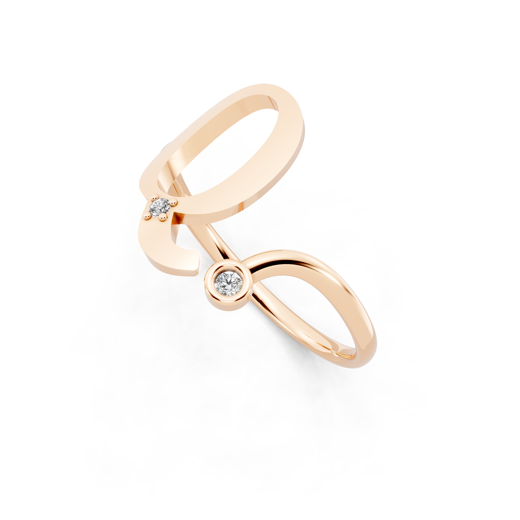 Elegant Contemporary Open Lab Created Diamond Ring with Bezel and Prong Accent Stones