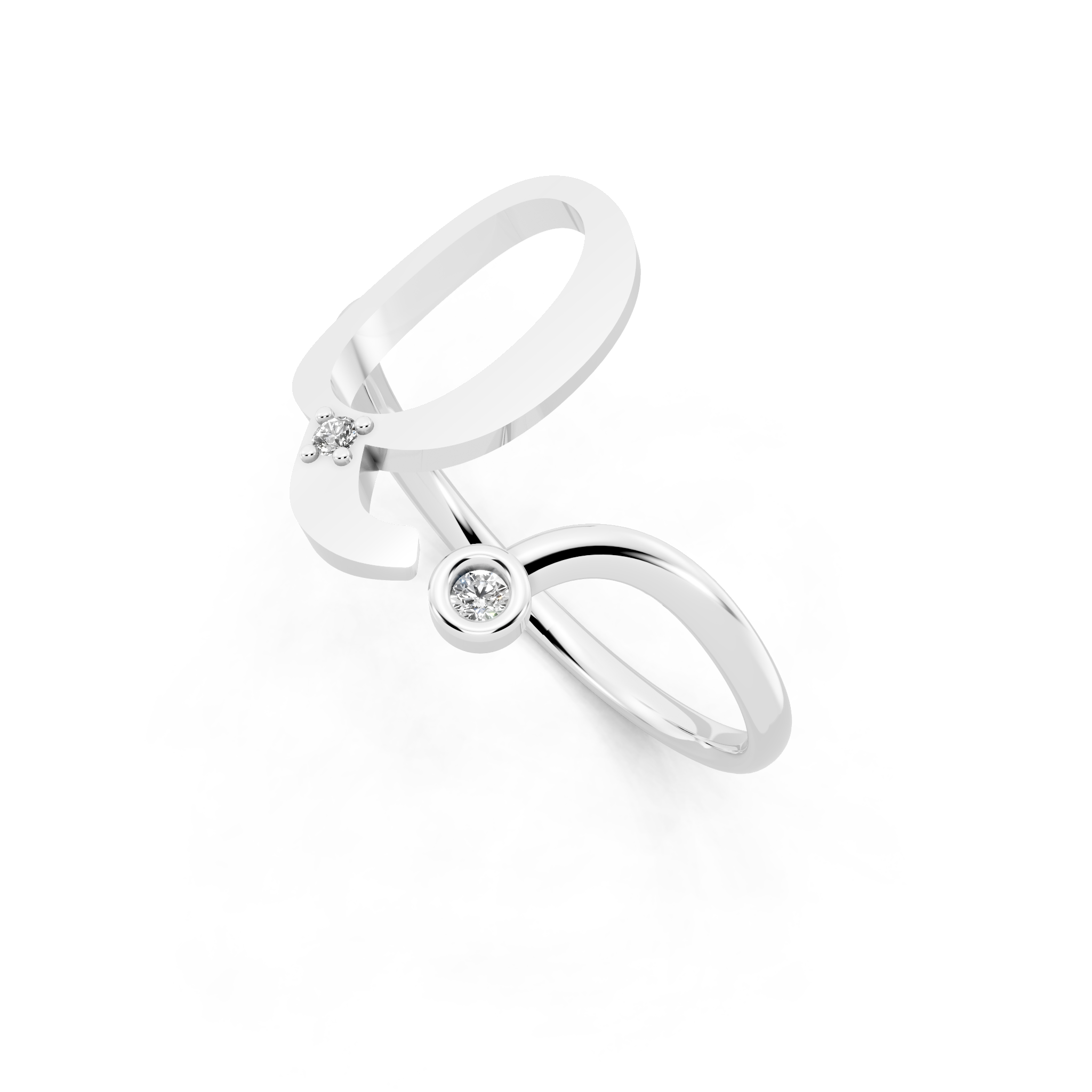 Elegant Contemporary Open Lab Created Diamond Ring with Bezel and Prong Accent Stones