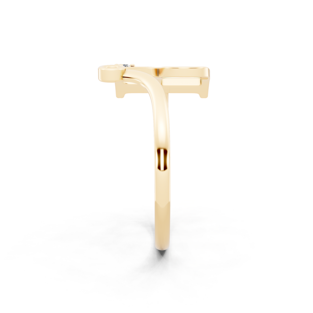 Aureline R Initial Open Ring with Round Brilliant Stone Accents