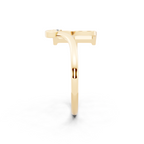 Aureline R Initial Open Ring with Round Brilliant Stone Accents