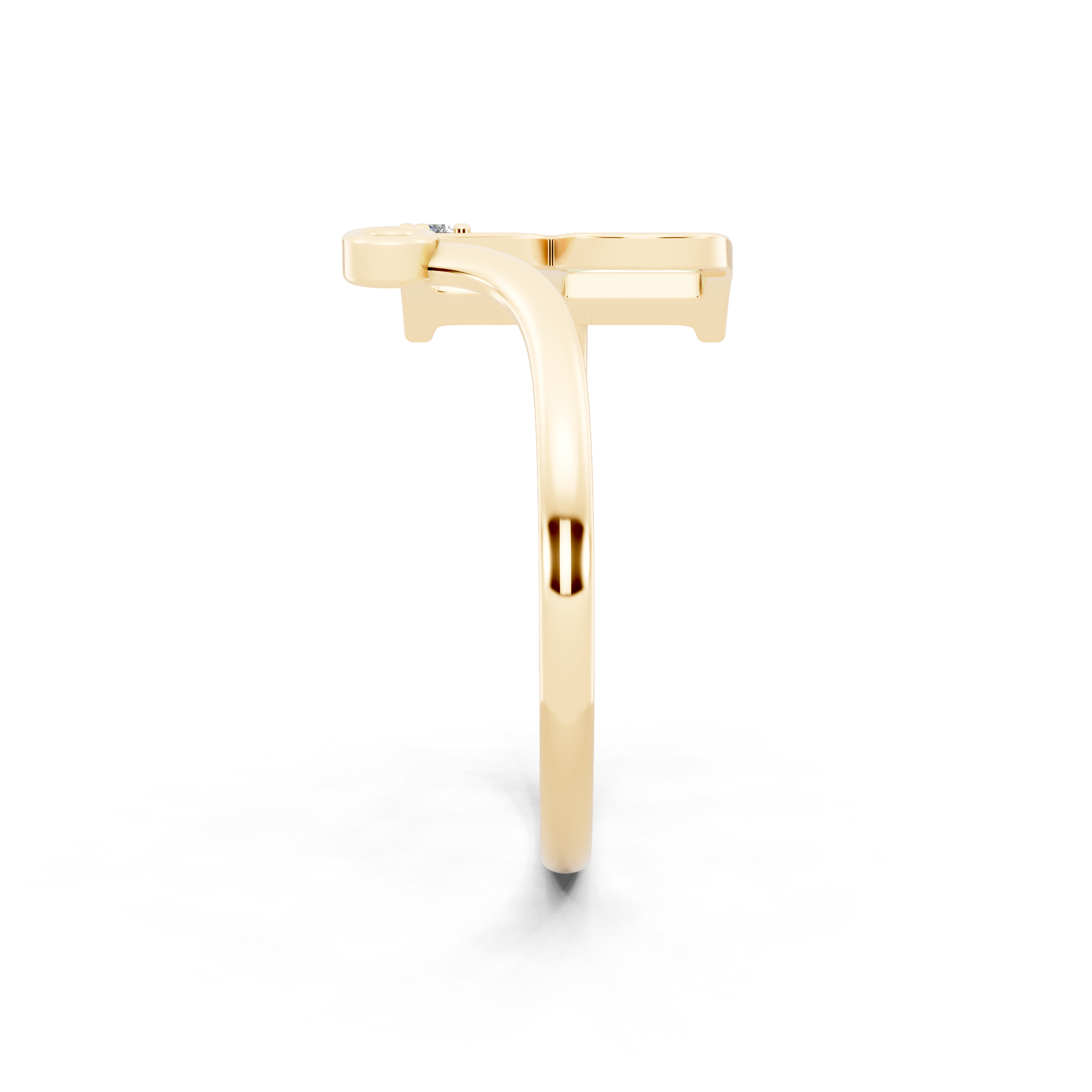 Aureline R Initial Open Ring with Round Brilliant Stone Accents