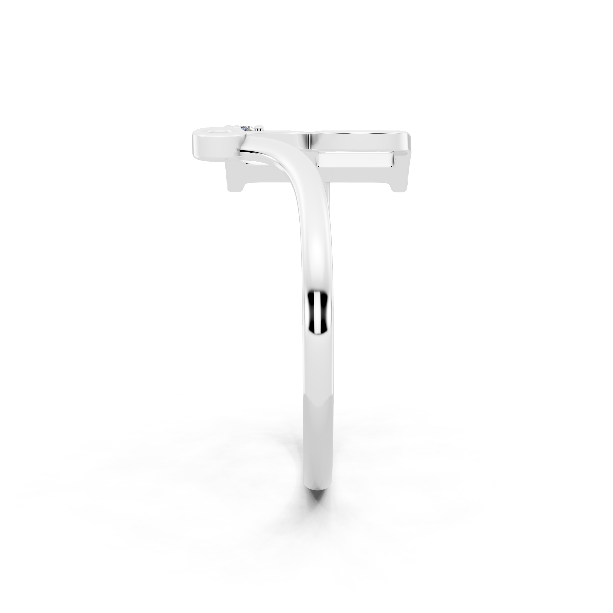 Aureline R Initial Open Ring with Round Brilliant Stone Accents