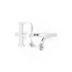 Aureline R Initial Open Ring with Round Brilliant Stone Accents