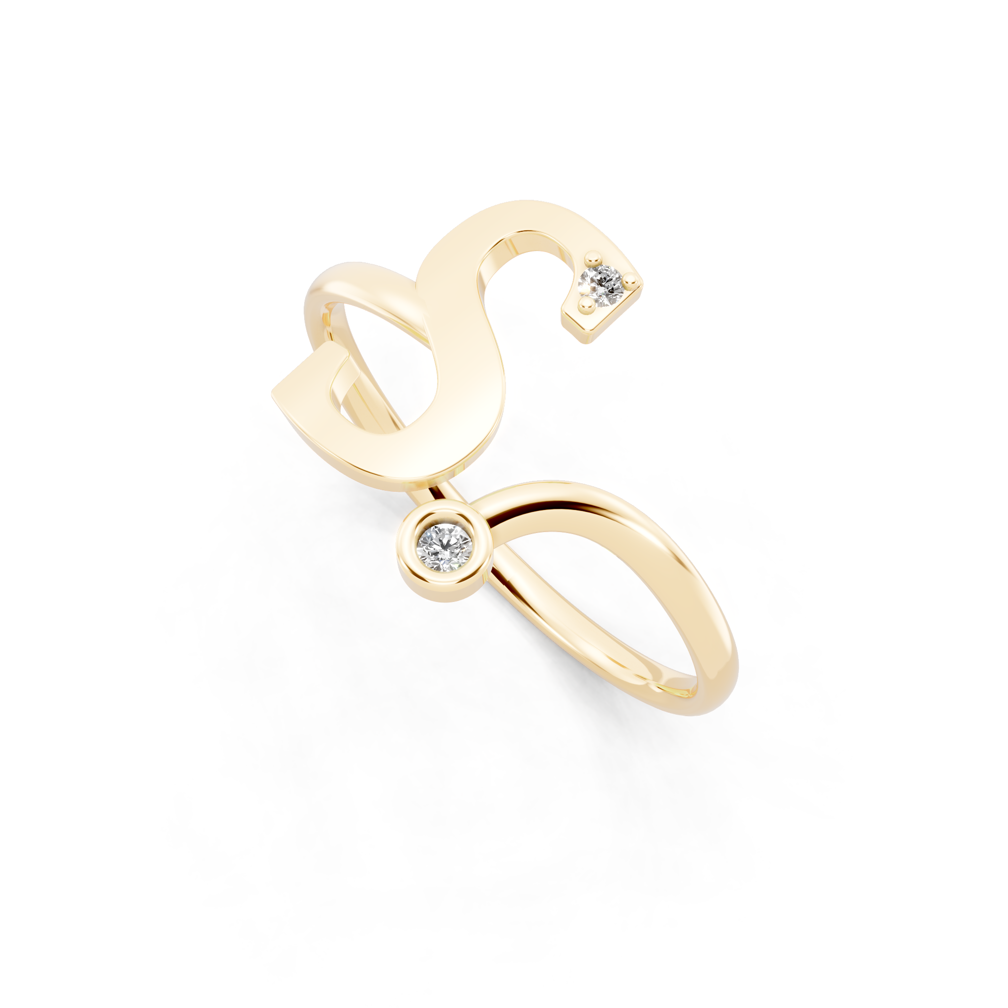 Luxury S Letter Open Wrap Ring with Lab Created Diamond Accents