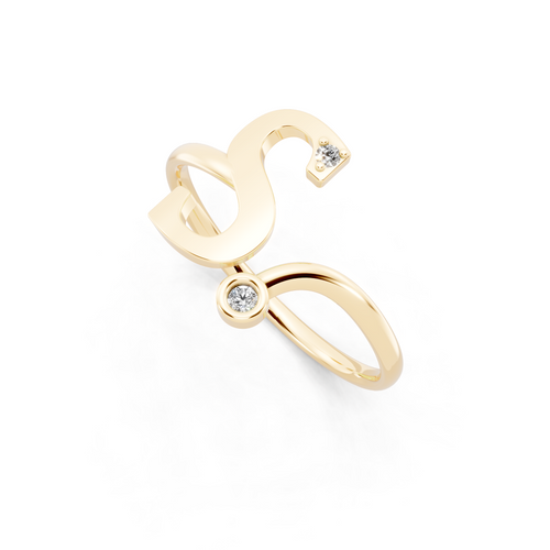 Luxury S Letter Open Wrap Ring with Lab Created Diamond Accents
