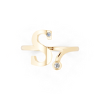 Luxury S Letter Open Wrap Ring with Lab Created Diamond Accents
