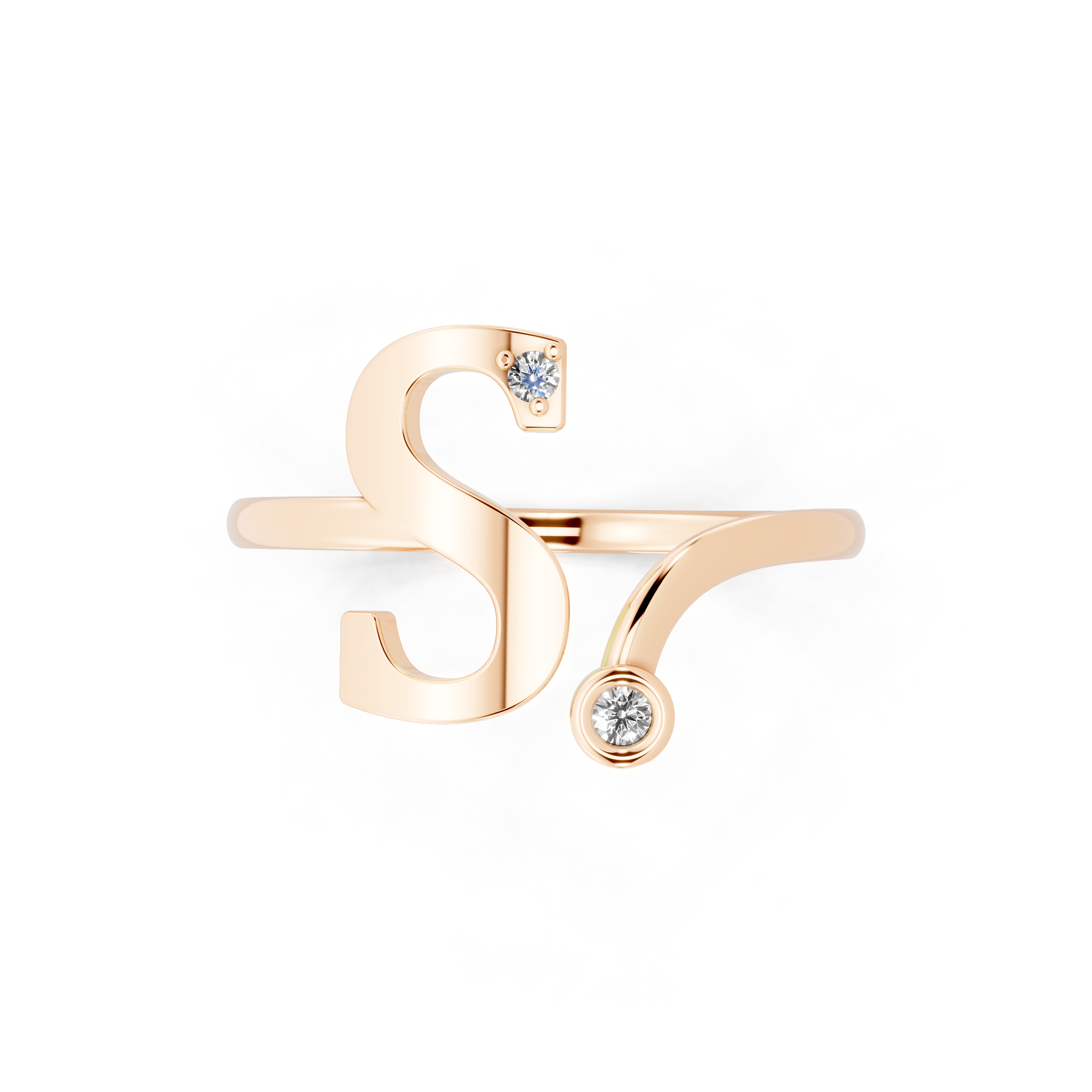 Luxury S Letter Open Wrap Ring with Lab Created Diamond Accents