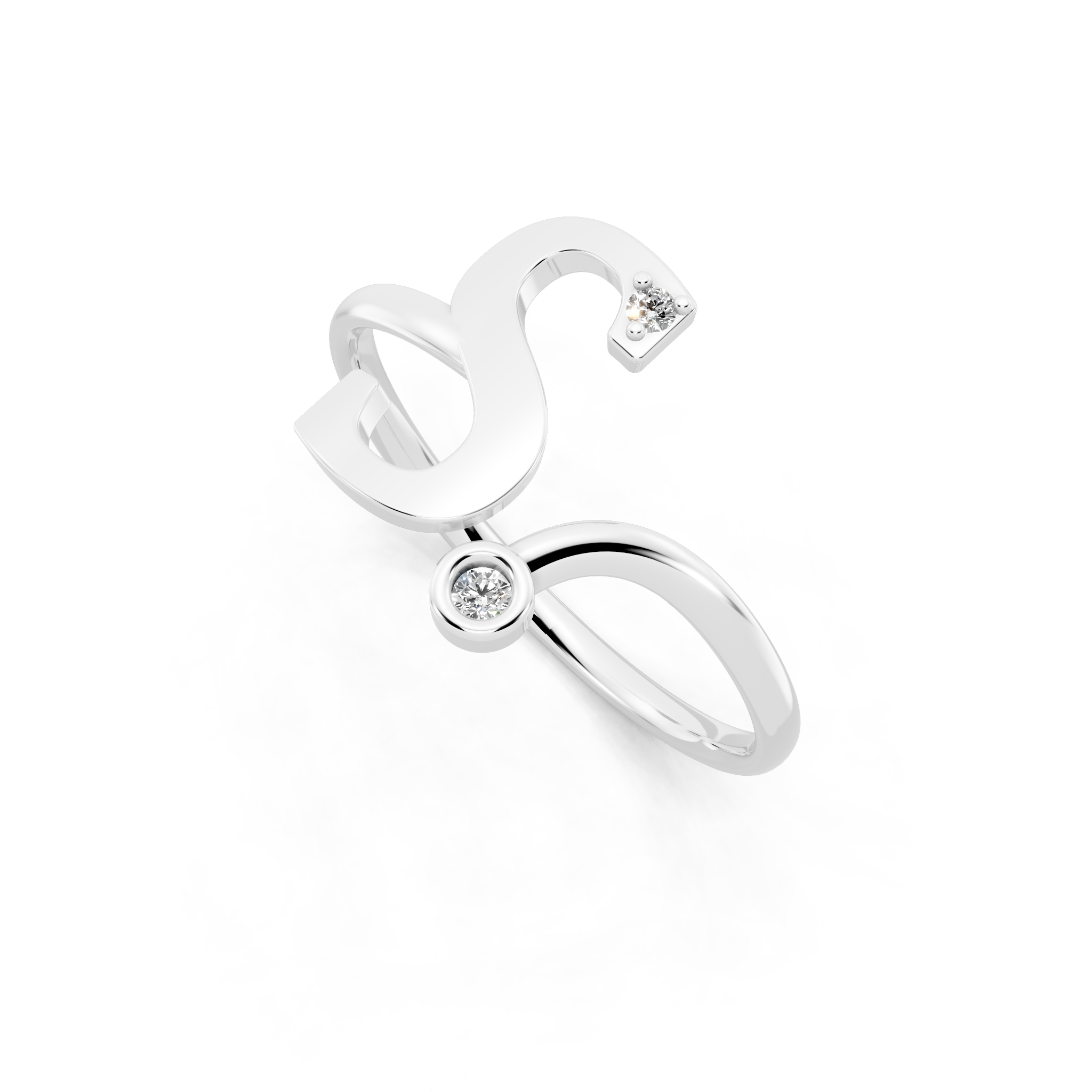 Luxury S Letter Open Wrap Ring with Lab Created Diamond Accents