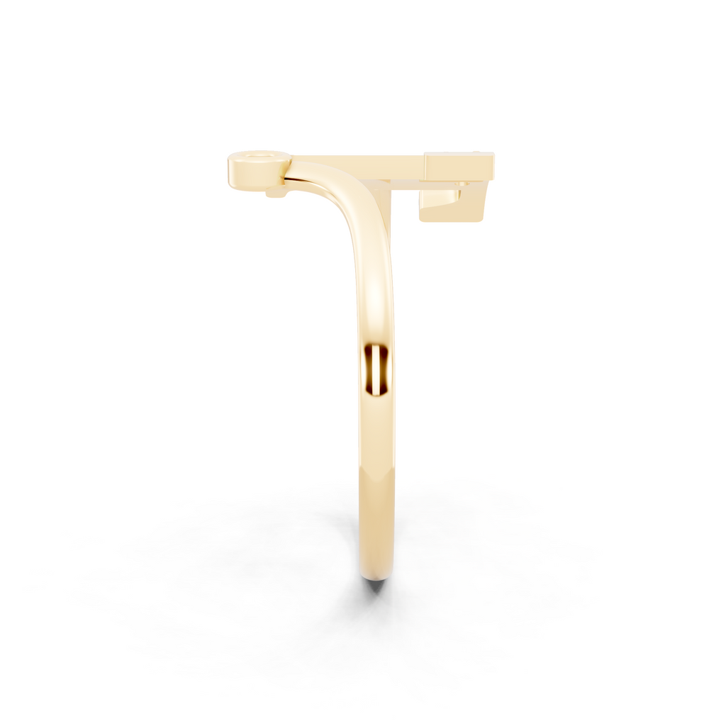 Contemporary Initial Sculptural T Open Ring for Special Moments