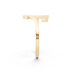 Contemporary Initial Sculptural T Open Ring for Special Moments