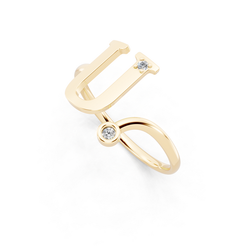 Fancy U Initial Lab Grown Diamond Accent Ring for Women