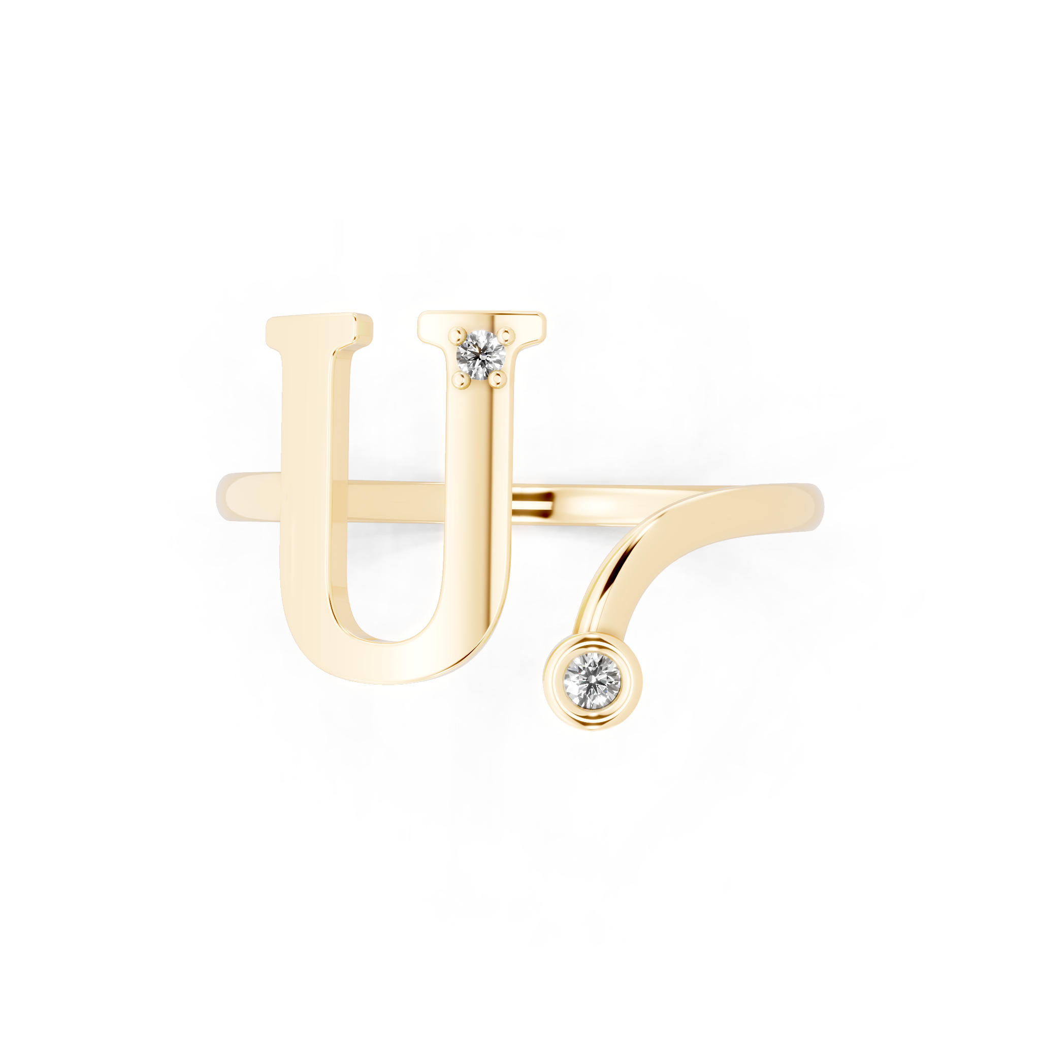 Fancy U Initial Lab Grown Diamond Accent Ring for Women