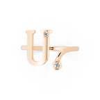 Fancy U Initial Lab Grown Diamond Accent Ring for Women