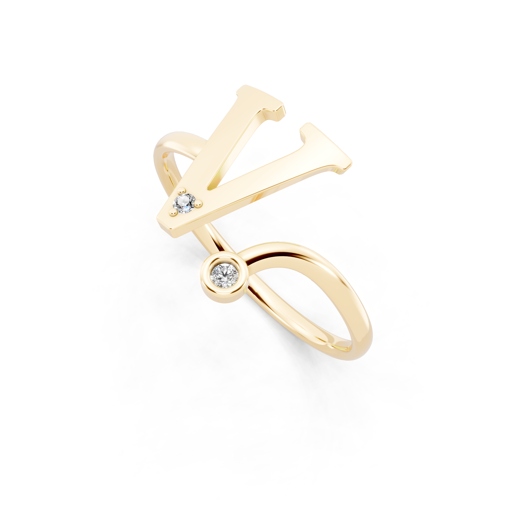 Luxury V Initial Open Ring for Women in Gold Tone