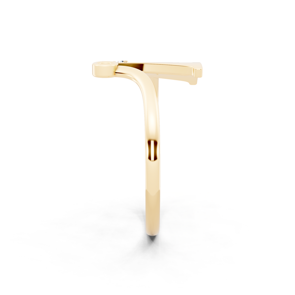 Luxury V Initial Open Ring for Women in Gold Tone