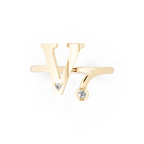 Luxury V Initial Open Ring for Women in Gold Tone