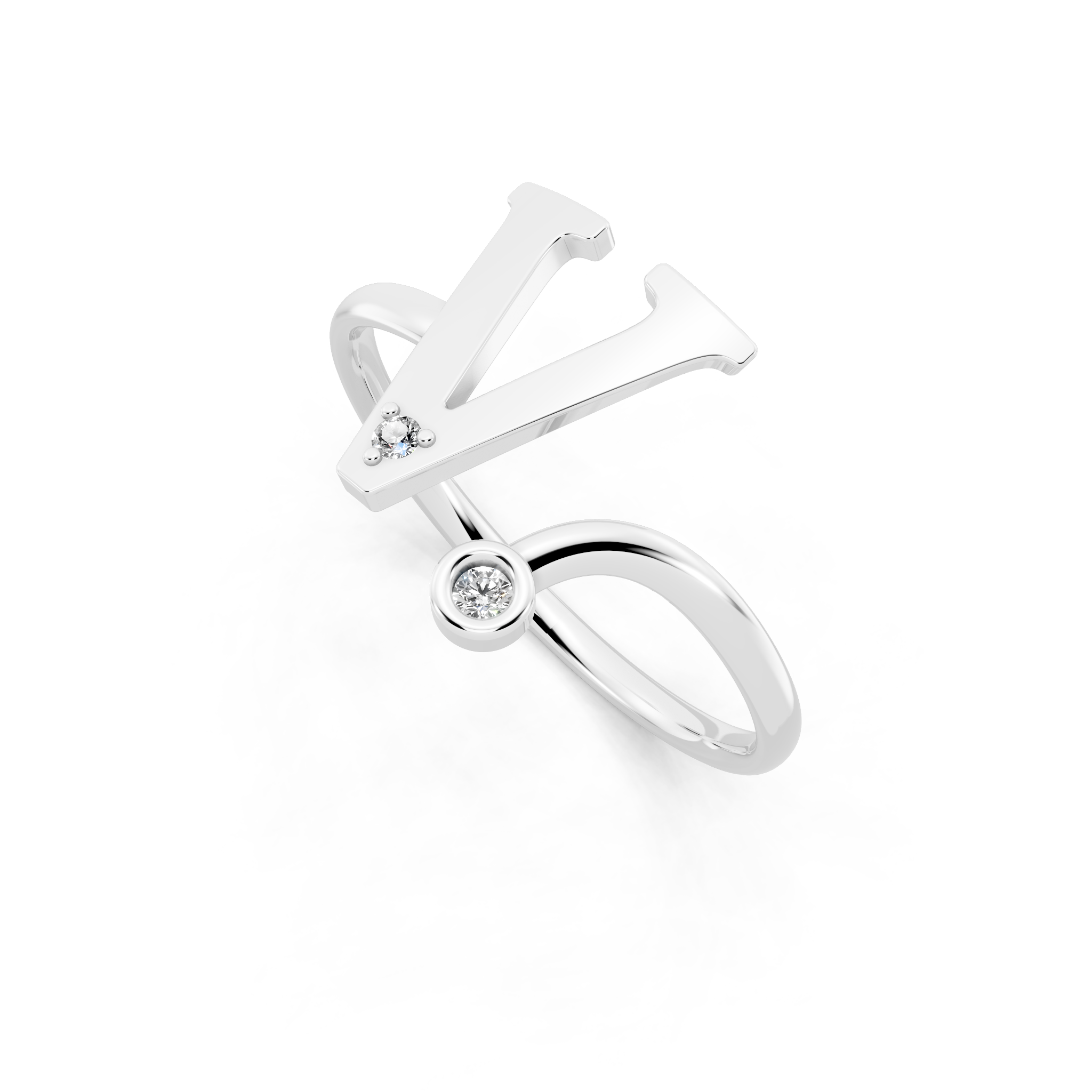 Luxury V Initial Open Ring for Women in Gold Tone
