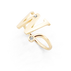 Premium W Monogram Ring with Lab Created Round Diamond