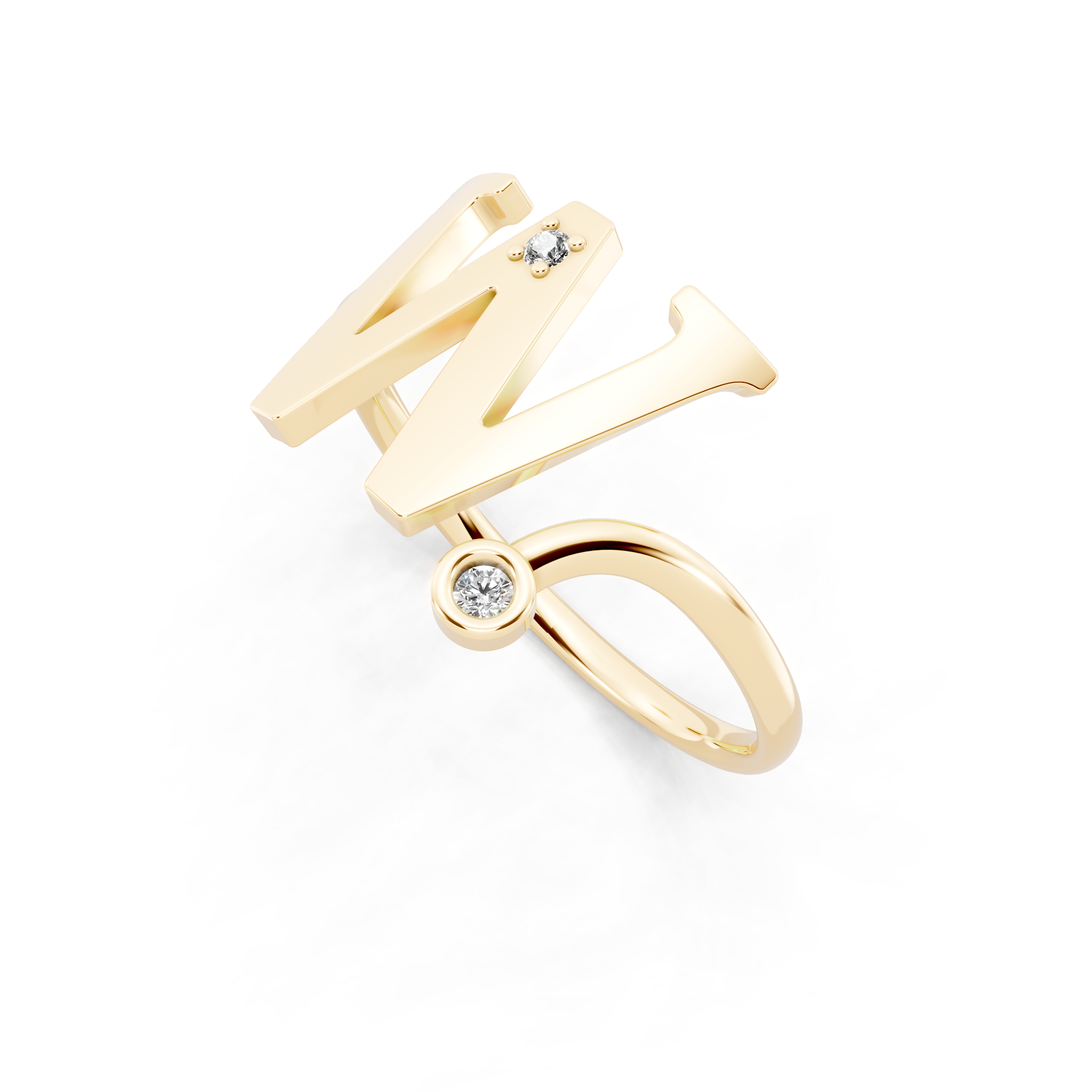 Premium W Monogram Ring with Lab Created Round Diamond