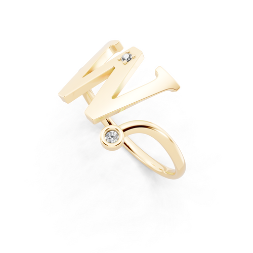 Premium W Monogram Ring with Lab Created Round Diamond