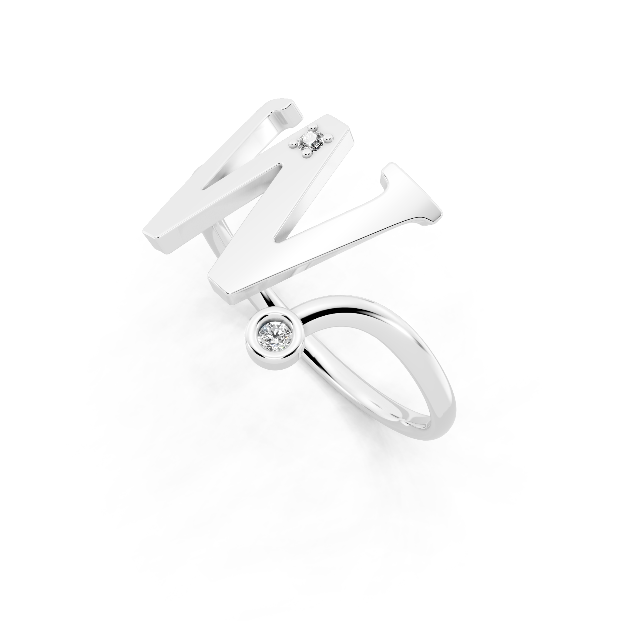 Premium W Monogram Ring with Lab Created Round Diamond