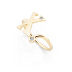 Sculptural X Initial Open Ring Lab Grown Diamond Look Design