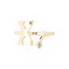 Sculptural X Initial Open Ring Lab Grown Diamond Look Design