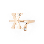 Sculptural X Initial Open Ring Lab Grown Diamond Look Design