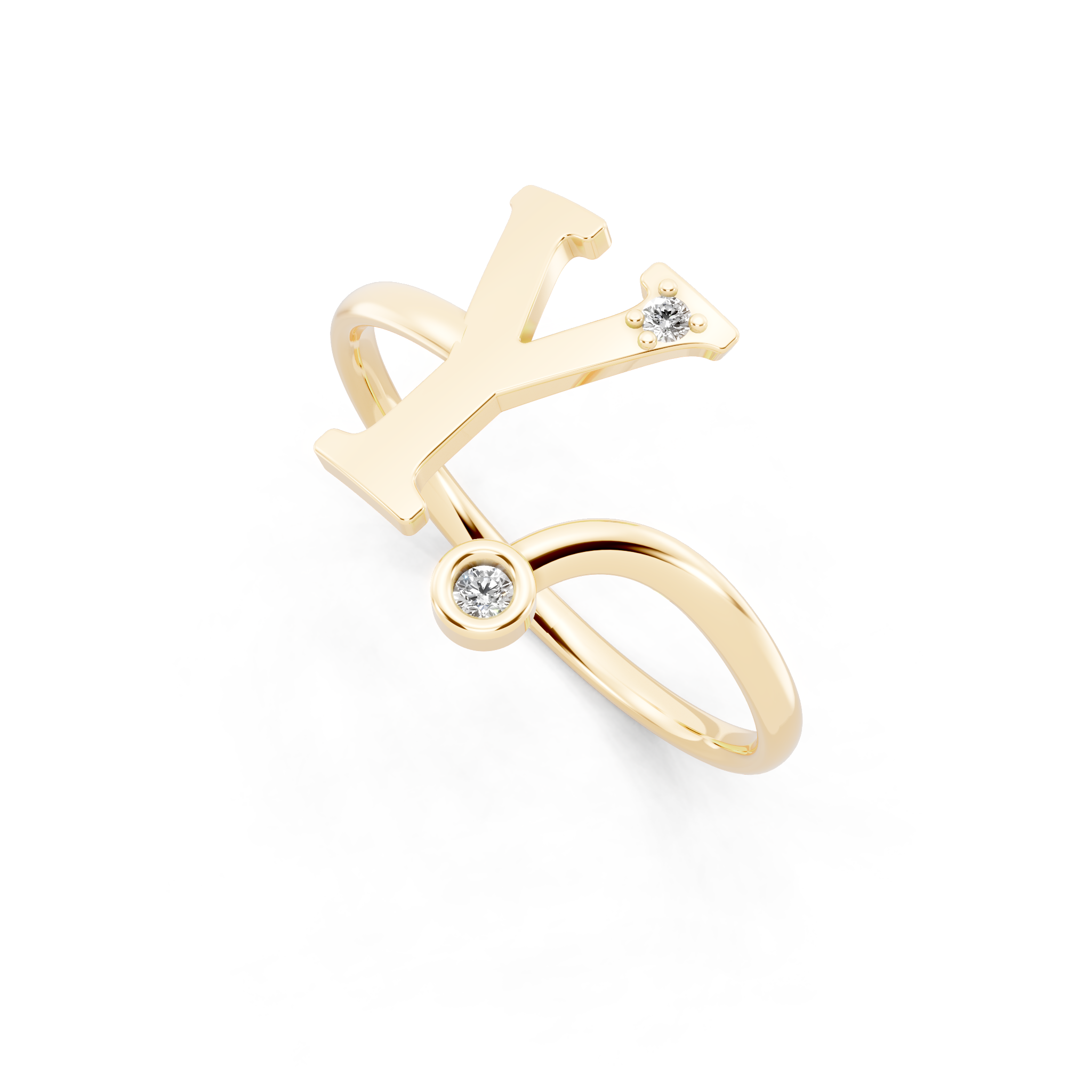 Luxury Abstract Bypass Ring with Bezel Stone