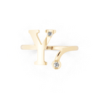 Luxury Abstract Bypass Ring with Bezel Stone